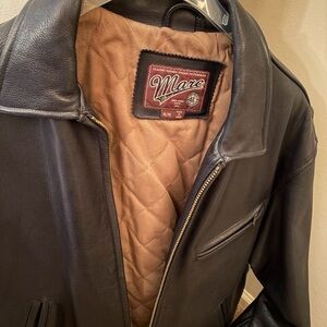 MARCS Black Leather Bomber Jacket